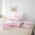 thumbnail image 5 of Pink Bow Twin Bedding Set 7 Pieces,Princess Style Bowknot Love Hearts Girly Fairy Comforter Set with Sheets ,Initial Letter B Chic Romantic Bed Set in a Bag with Pillow Covers, 5 of 6