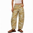 thumbnail image 2 of VBVC Women's Floral Paisley Print Barrel Jeans , High Waisted Denim Pants For Women,Ladies' Baggy Washed Trousers with Pockets,Yellow,S-2XL, 2 of 8