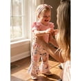 thumbnail image 4 of BemeyourBBs Newborn Baby Girl Farm Duck Outfit Infant Girls Summer Clothes Animal Embroidered Waffle Striped Short Sleeve Romper Print Bell Bottom Flared Pants Set Headband, 4 of 9