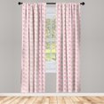thumbnail image 3 of Ambesonne Cartoon Curtains, s Hearts Love, Pair of 28"x95", Pink Olive Green, 3 of 5