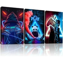Framed Game Room Decorative Wall Hieng Video Game Theme Canvas Neon Poster Print Picture Children Youth Hieng Player Print Boys Decorative Room Boys Bedroom Residence