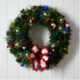 thumbnail image 5 of Nearly Natural 24in. Snow Tipped Berry and Pinecone Artificial Wreath with Bow and 50 Multi-Colored LED Lights, 5 of 5