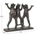 thumbnail image 4 of 18" x 16" Bronze Resin Patina 3 Dancing Frog Sculpture, by DecMode, 4 of 19