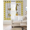 thumbnail image 2 of Gnomes Bees Blackout Curtains for Bedroom Living Room Darkening Curtains 84 Inch Length 2 Panels Set Spring Daisy Wooden Grain Yellow Plaid Window Curtain Window Treatment Grommet Drapes 42"x84", 2 of 9