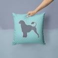 thumbnail image 2 of Portuguese Water Dog Checkerboard Blue Fabric Decorative Pillow, 2 of 4