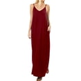 thumbnail image 3 of Xuanfei Women Solid Color V Neck Sleeveless With Pockets Backless Flowy Hem Maxi Dress, 3 of 6