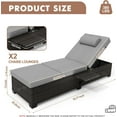 thumbnail image 2 of Garvee 78" Outdoor PE Wicker Chaise Lounge Chairs Set of 2, Adjustable Reclining Pool Lounge Chairs with Cushions & Foldable Tabletop, Brown Rattan Patio Sun Loungers for Garden, Backyard, Beach,Grey, 2 of 7
