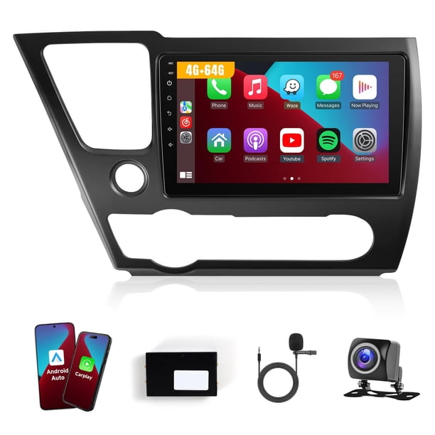 Radio estéreo de coche Leadfan 4G 64G con CarPlay para Honda Civic