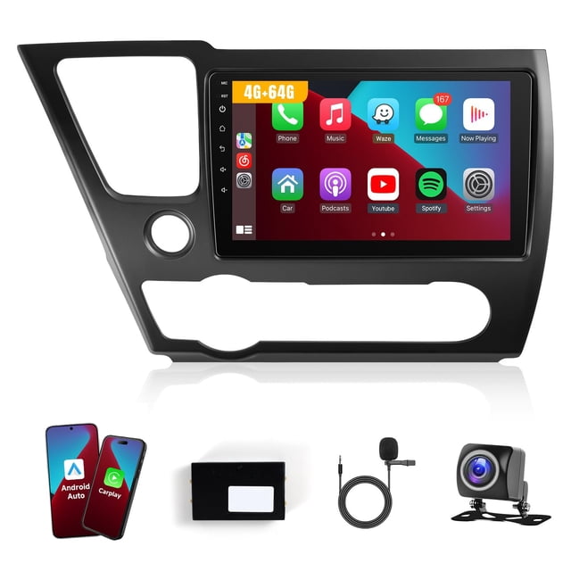 Radio estéreo de coche Leadfan 4G 64G con CarPlay para Honda Civic