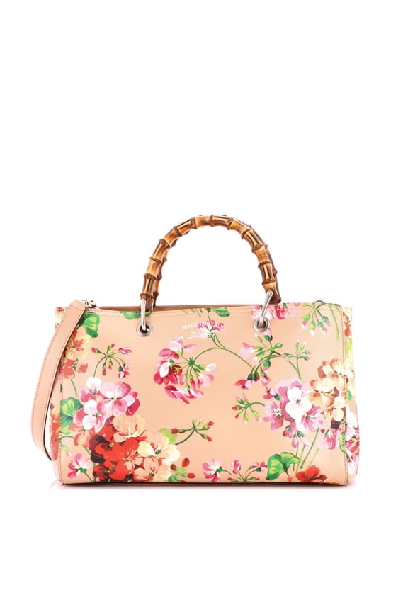 Pre-Owned Bamboo Shopper Tote Blooms Print Leather Medium By Rebag