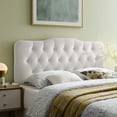 thumbnail image 2 of Contemporary Modern Urban Designer Bedroom King Size Tufted Headboard, Velvet Fabric, White, 2 of 4