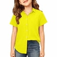 thumbnail image 4 of LIIPEE Girls Button Down Shirts Short Sleeve Solid Color Turn Down Collar Blouses Kids Casual Fashion Breathable Cute Summer Tops,13-14 Years, 4 of 4