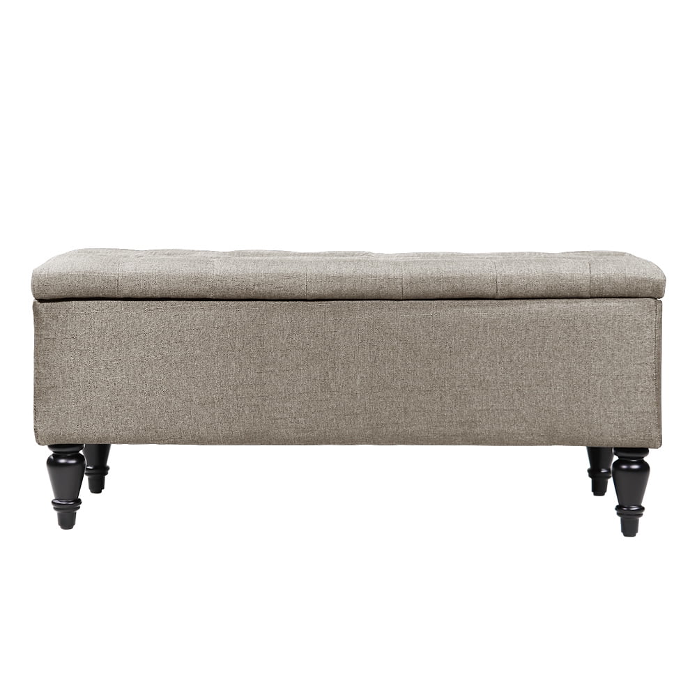 Abble 38 inch Beige Fabric Upholstered Flip Top Storage Bench