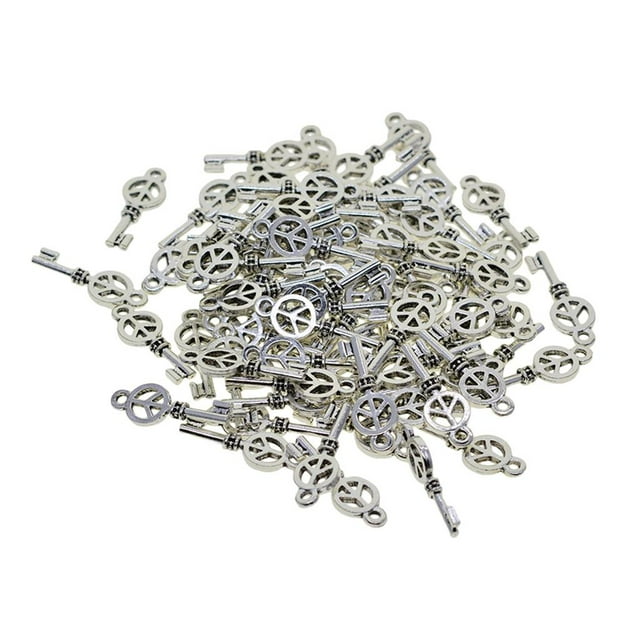 50 colgantes con forma de pata de gato y corazón de amor con diamantes para decoración colgante. Simbolo de paz