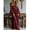 Burgundy, variant on Burgundy Boho Lace Maxi Dress Womens Deep V Neck Bell Long Sleeve Empire