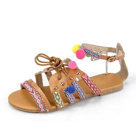 

Sentuca Sandals Women s Bohemian Fish Mouth Ball Flat Sandals