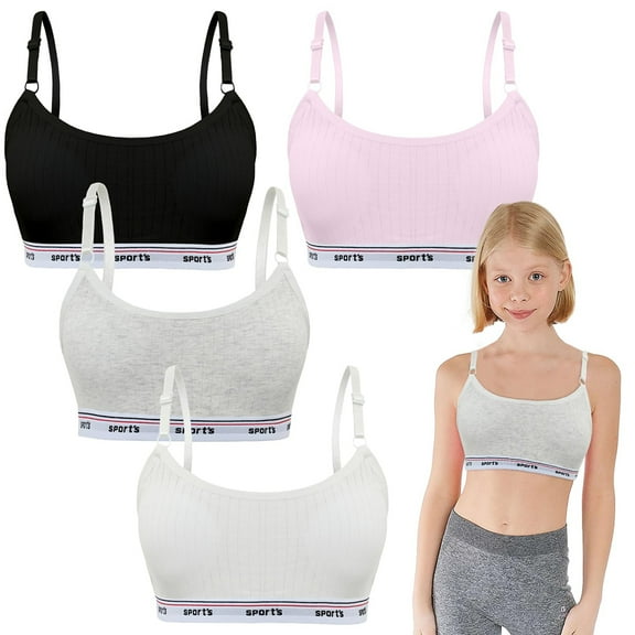 Teen Girls' Everyday Bra Fit for 10-15 Years for Teens & Big Girls Cotton Breathable Teen Sports Bra Wire Free Push Up with Adjustable Straps