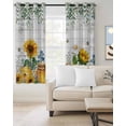 thumbnail image 2 of Sunflowers Blackout Curtains for Bedroom/Living Room, Thermal Insulated Kitchen Curtains, Floral Green Leaves Bees Watercolor Wooden Grommet Darkening Window Treatment Drapes 27.5"x39"x2, 2 of 8