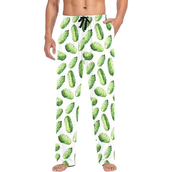 Top-kevin Men's Pajama Bottoms, Sleeping Long Pant Cucumbers Pajamas Lounge Wear Sleepwear Pants Watercolor Green Pjs