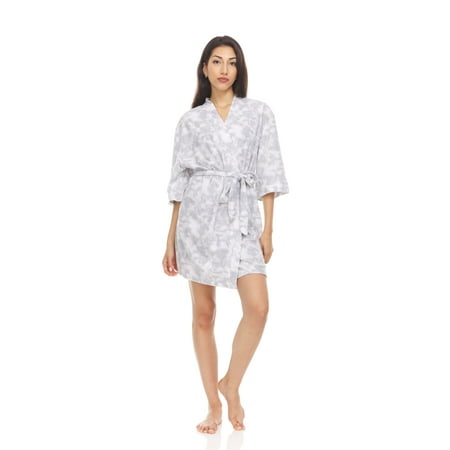 

Bearpaw Lingerie Sexy Soft Fuzzy Kimono Loungewear Robe Grey Multi (Women s)