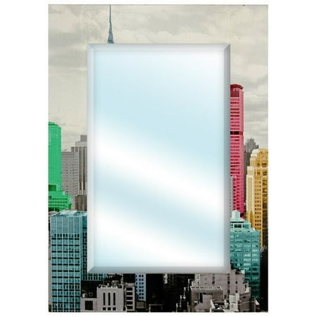 Oriental Furniture Colorful New York City Wall Mirror