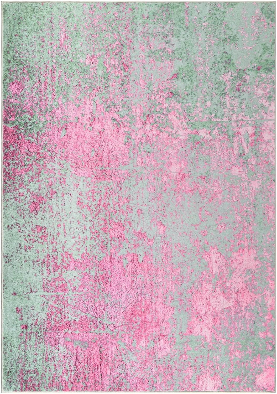 Lochas Abstract Area Rug Soft Modern Rugs for Living Room Bedroom Home Decor Indoor Carpet,4'x6',Pink/Green