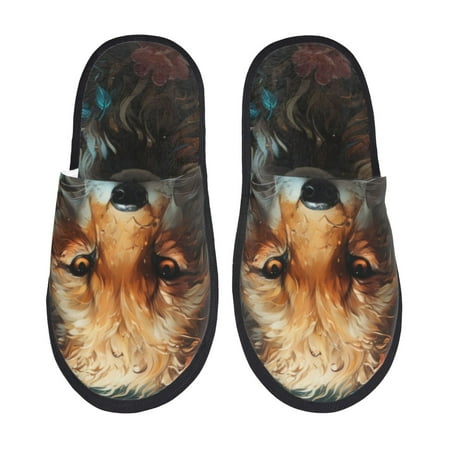

Yiaed Floral Fox Print Unisex House Slippers Slip on Warm Shoes Indoor Outdoor with Anti-slip sole-Medium
