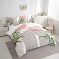 thumbnail image 3 of Homewish Teens Minimalist Stripes Circle 7-Piece Bedding Comforter Set,Vintage Aesthetic Leaves King Bedding Sets,Mid Century Ultra Soft Bed Sheets,Luxury Bedroom Decor,Reversible, 3 of 8