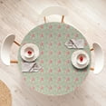 thumbnail image 4 of Ambesonne Flowers Fitted Round Tablecloth, Retro Spring Blossoms, 56"- 60" Diameter, Mint Pink, 4 of 5