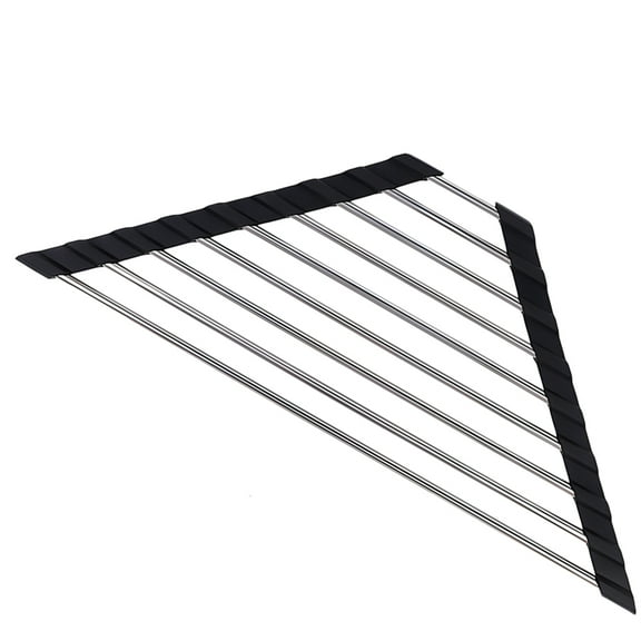 Sink Corner Drying Rack Triangular Sponge Holder Sink Rolling-up Drying Rack