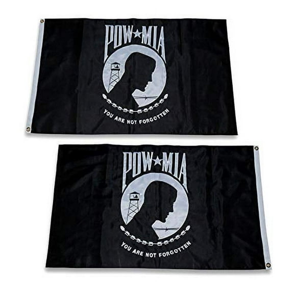 Homissor Pow Mia Flag Embroidered 3x5 Outdoor - Heavy Duty Double Sided You are Not Forgotten War Flags 300D Nylon Military Pow Flags for Outside