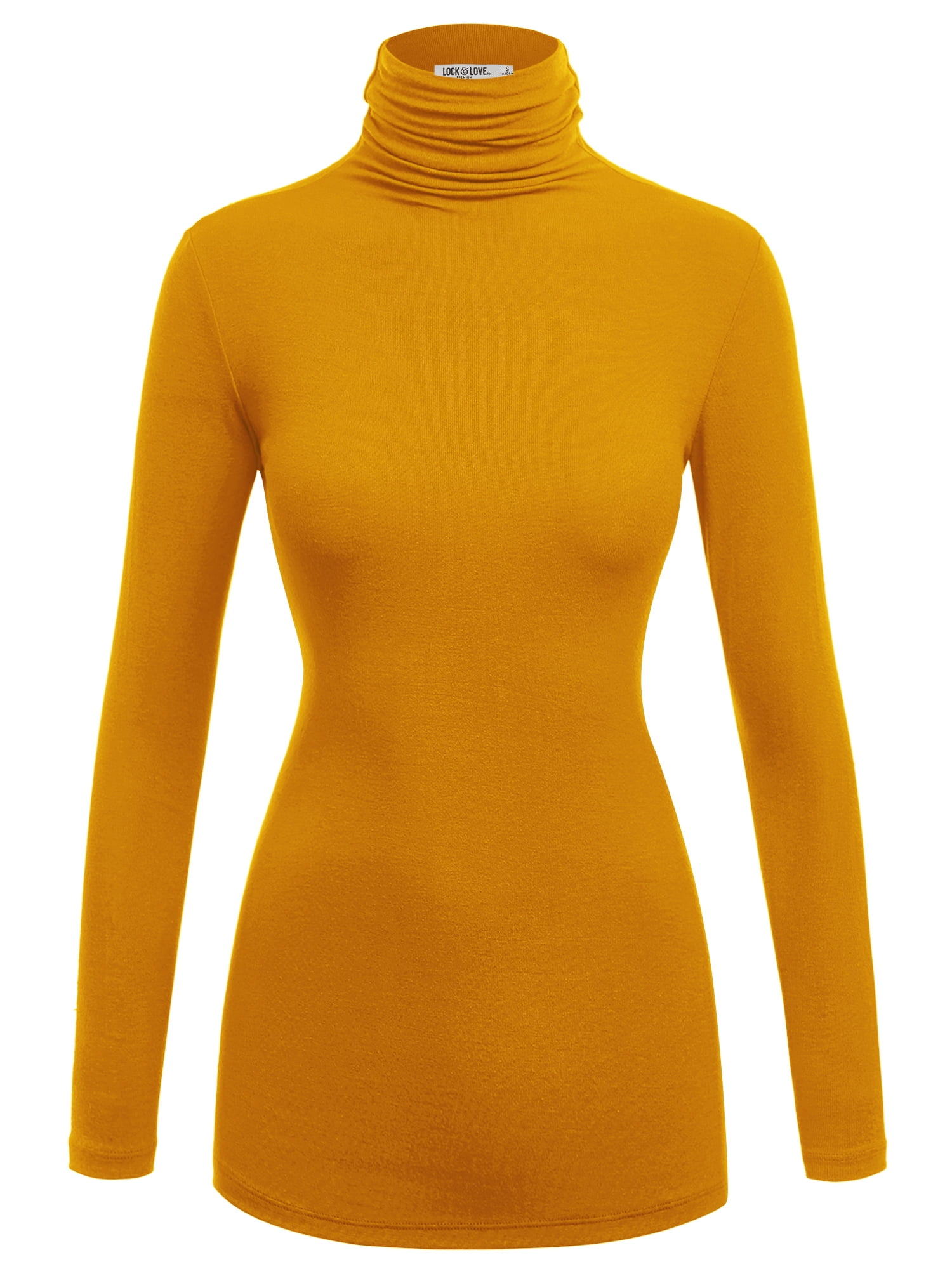 Made by Johnny Women's Long Sleeve Ribbed Turtleneck Pullover