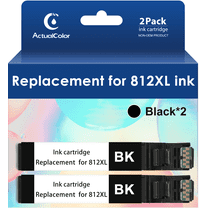 ACTUALCOLOR C Ink Cartridge Replacement for Epson 812 Black Ink Cartridge 812XL Printer Ink, 2Pack