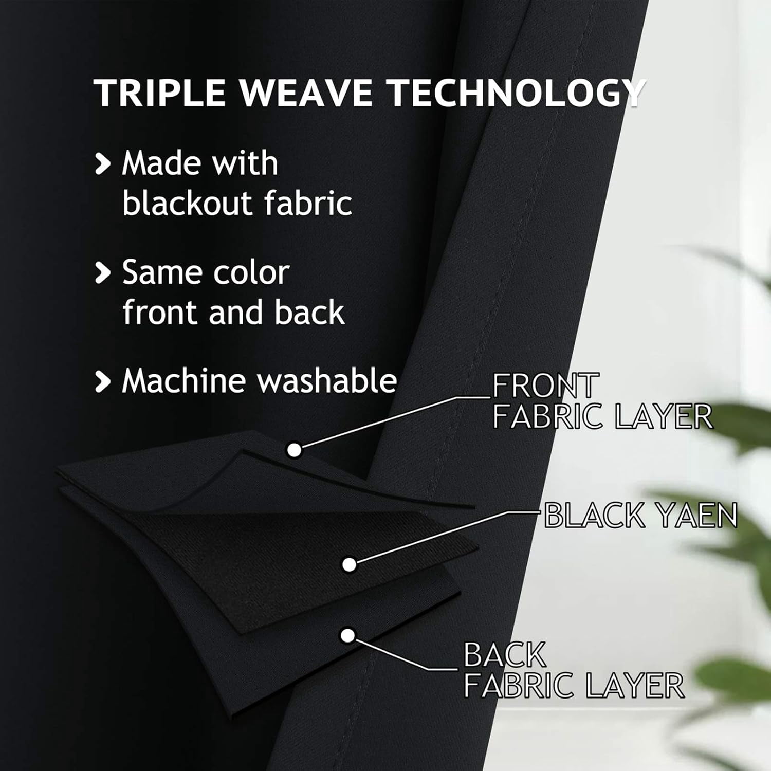 Grommet Blackout Room Darkening Black Curtains 84 inch Length 2 Panels,Thick Polyester Light Blocking Insulated Thermal Window Curtain Drapes for Bedroom/Living Room,52x84 inches