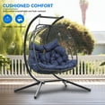 thumbnail image 3 of Uforic 2 Person Hanging Egg Swing Chair with Cushions for Bedroom, Garden and Balcony, Navy Blue, 3 of 5