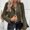 Green women casual blazer jacket a1, variant on Women's Fall Winter Collared Long Sleeve Zipper Blazer Jackets Casual Basic Solid Outerwear Fashion Work Tops, Green L