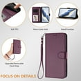 thumbnail image 4 of ELEHOLD For Google Pixel 9A Flip PU Leather Wallet Case with Credit Card Slot RFID Blocking Kickstand Shock-Absorbent TPU Magnetic Protective Cover With Lanyard ,Violet, 4 of 12