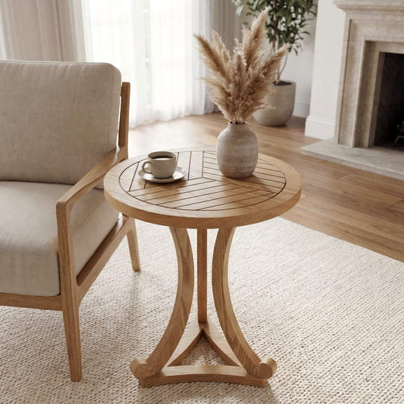 Christopher Knight Home 17.7" Round Wood Accent Table, End Table with Curved Tripod Base, Natural