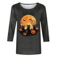 thumbnail image 4 of Halloween Shirts for Women 3/4 Length Sleeve Tunic Tops Womens Halloween Graphic Printed Round Neck T-Shirt Plus Size Pullover Costumes Blouses, 4 of 5