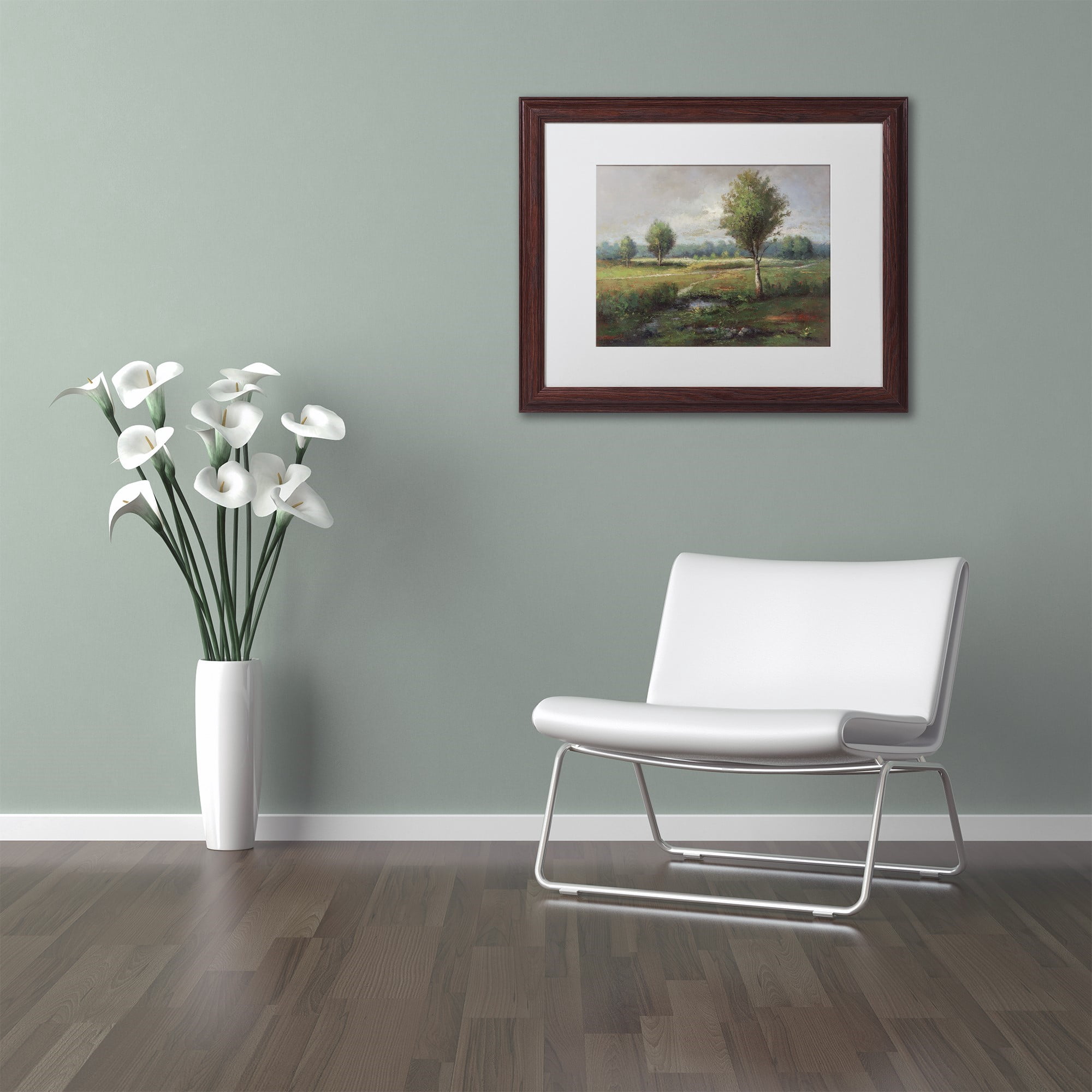 Trademark Fine Art "Lonely Tree" Canvas Art by Daniel Moises, White Matte, Wood Frame