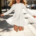thumbnail image 3 of WGIZCVO Girls Long Sleeve Dresses Ribbed Knit Fall Winter Dress Crew Neck Casual A Line Dress with Pocket, 3 of 8