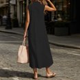 thumbnail image 6 of YuXingFu Seersucker Dress Women Maxi Square Neckline Plus Size Womens Dress Sleeveless Wrap Long Casual Summer Black M, 6 of 6