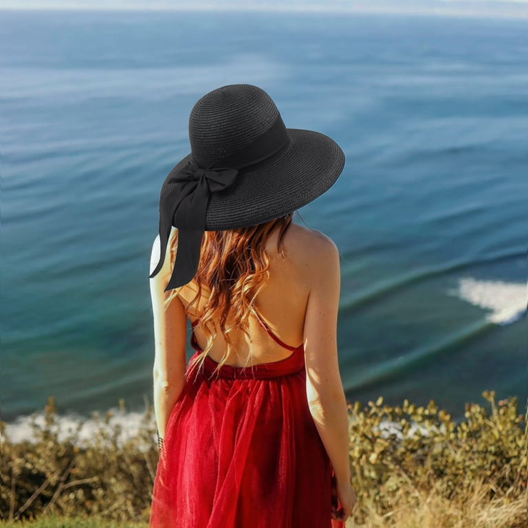 On Holiday Oversized Wide Brim Straw Sun Hat - Red Lifup Straw Sun Hat for Women, Wide Brim Oversized Summer  main image 3