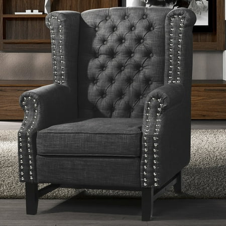 Best Master Furniture Rustic Tufted Fabric Wingback