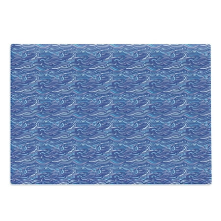 

Abstract Cutting Board Abstract Blue Toned Waves Flowing Gale Marine Sea Ornamental Illustration Decorative Tempered Glass Cutting and Serving Board in 3 Sizes by Ambesonne
