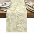 thumbnail image 2 of Ocean Shell Table Runner, Yellow Sea Shells Coral Stars Yellow Cotton Linen Kitchen Table Decoration Washable Dining Tabletop Runners for Home Party Decor 13x108 Inches, 2 of 9