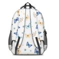 thumbnail image 3 of Butterfly and Blue Beige Pattern Backpack for School, Cute School Bag with Adjustable Shoulder Straps and Padded Back, 16.9"x12.6"x5.9", 3 of 5
