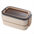 thumbnail image 1 of Caja Bento de Acero Inoxidable de Doble Capa para Microondas, Lonchera una Prueba de Fugas, Caja Bento Portátil para Acampar con Bolsa Aislante, 1 of 5