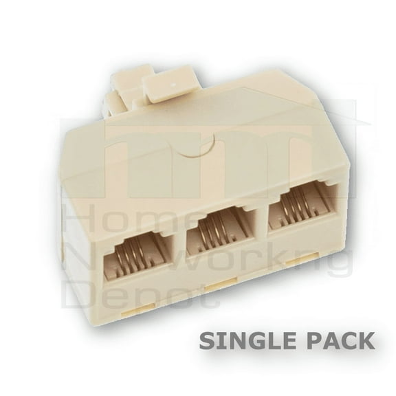PREMISA™ ADAPTER TELEPHONE IVORY RJ-11 SPLITTER 6P4C TRIPLE COMMON LINE 1 / LINE 2 / LINE 3 - 1 PACK