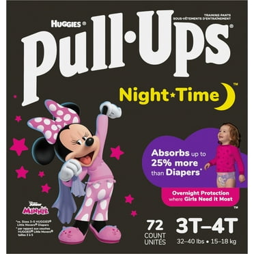 Pull-Ups Girls' Night-Time Potty Training Pants, 3T-4T (32-40 lbs), 72 Ct